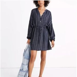 Christy Dawn x Madewell Bonnie Striped Ballon Sleeve Mini Dress Navy White M
